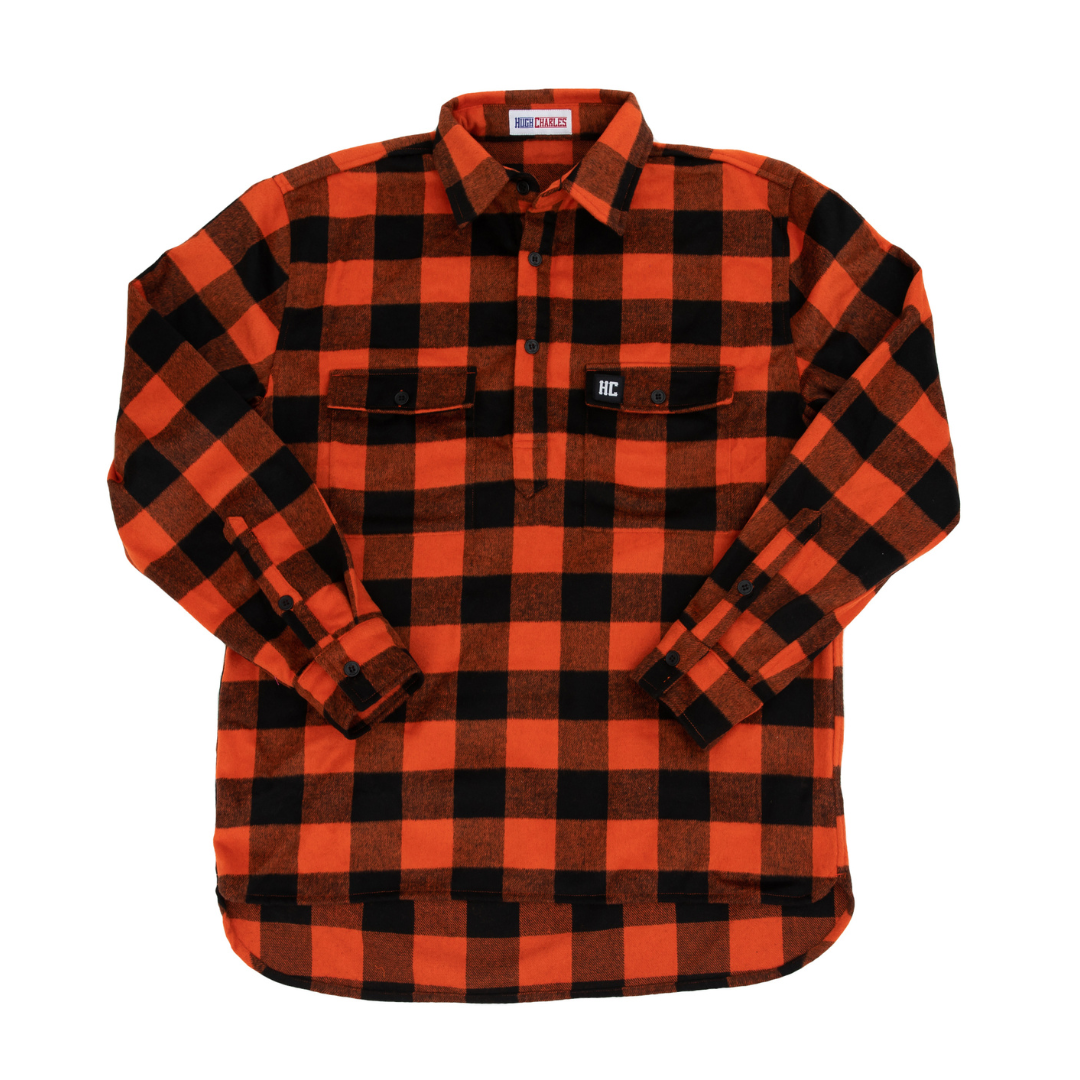 subculture】 WOOL CHECK SHIRT / ORANGE SUBCULTURE WOOL CHECK SHIRT