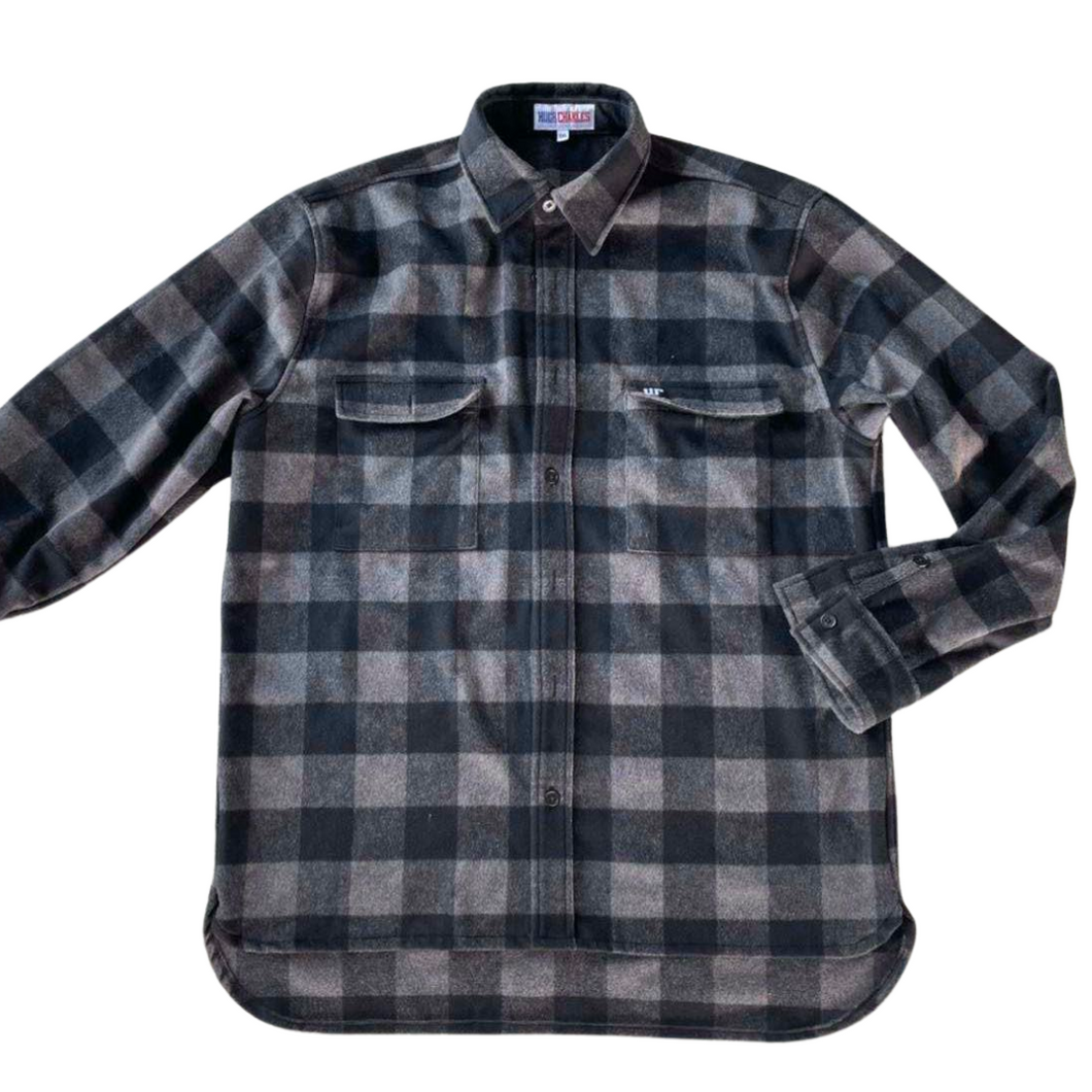 Grey Check 100% Wool Shirt - FULL Button