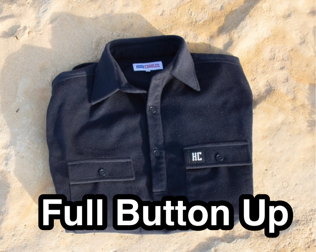 100% Wool Navy Full Button Up Shirt